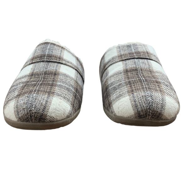 Vionic Mens Size 8 Brown White Plaid Memory Foam Slide On Mule Slippers Shoes - Picture 4 of 6